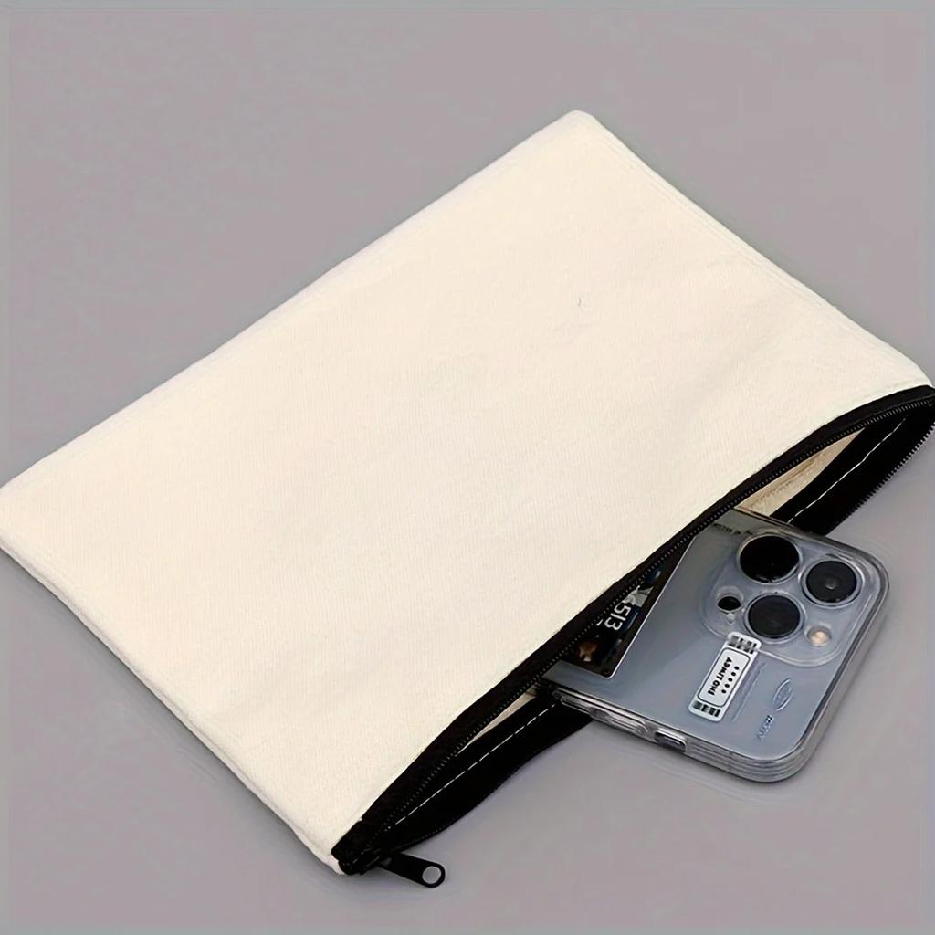 1 Stück-Bleistiftaufbewahrungstasche, Schüler-Schreibwarentasche, Reißverschluss-DIY-Graffiti-Stifttasche, Baumwoll-Stifttasche, leere Aufbewahrungs-Canvas-Stifttasche