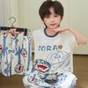 Boys Cotton Short Sleeve 3-Piece Pajama Set Sleepwear Kids Teens Cartoon Print Lightweight Home Wear