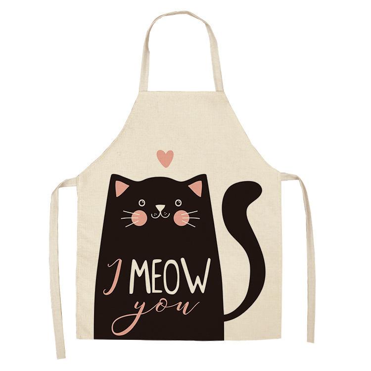 unframed 1 Pcs Cute Cat Pattern Kitchen Apron For Women Bibs Household Cleaning Pinafore Home Cooking Aprons Chef Apron For Man