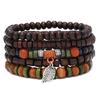 Hot-selling Handmade Beaded Bracelet Men's Retro Fashion Leaf Cross Five-piece Bracelet Set