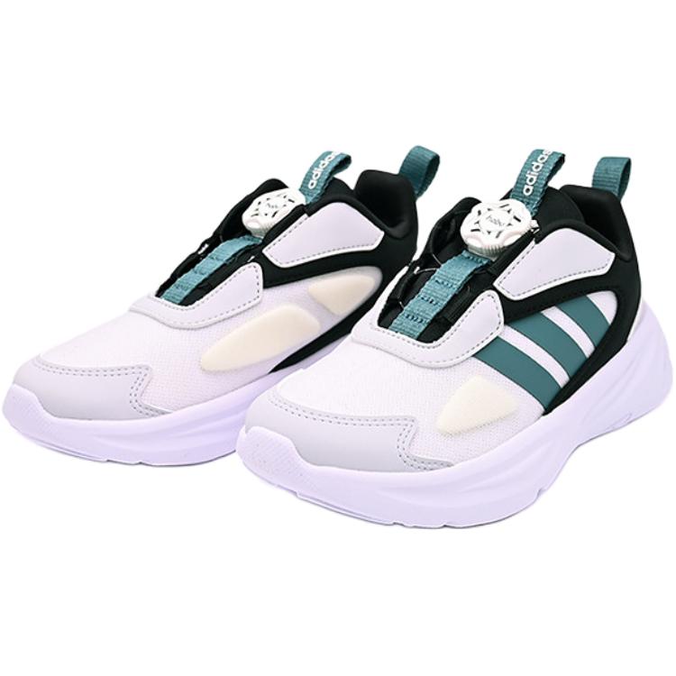 New Adidas Slip Resistant Abrasion Resistant Low top Kids' Running Shoes White Black Green Kids' HP3624
