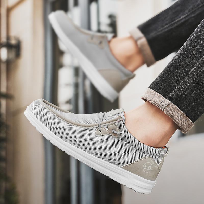 Men Canvas Shoes Black Driving Shoes Casual Grey Wide Head Cloth Shoes for Farther Plus Size Lightweight