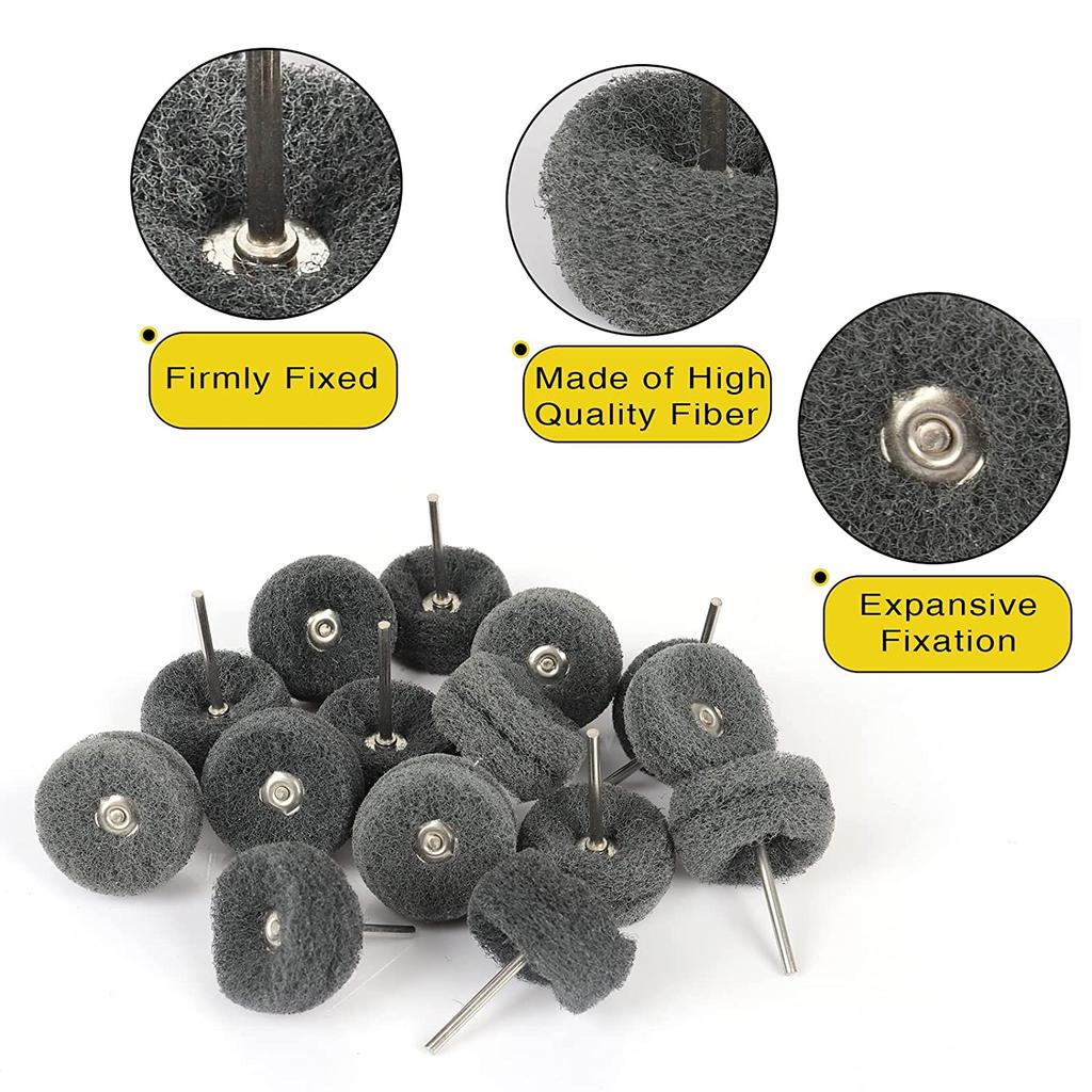 100Pcs Abrasive Buffing Wheels, 1 Inch Buffing Polishing Wheel Set with 1/8 Inch Shank, 20Pcs Each of 80 150 240 400 600 Grit Sc