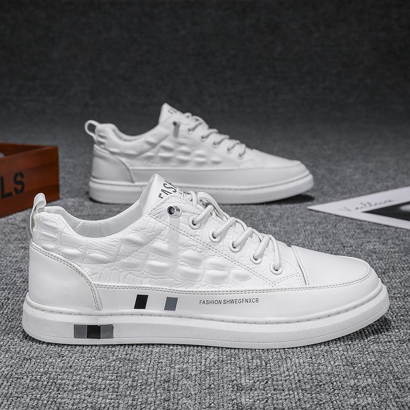 Fashion On-the-go Men's Spring and Autumn Casual Flat-bottomed Lace-up PU Trendy Shoes