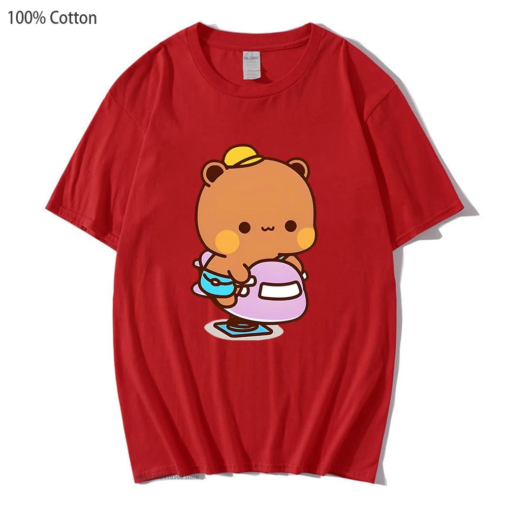 Cute Couple Bubu and Dudu Is Playing At The Park Graphic T-Shirts Men's T Shirt Panda Bear Tees Cotton Summer Soft Clothes