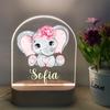 Oval Wood Base Custom Name Animal Night Lamps Kids Bedroom Elephant Acrylic Night Lights Drop Shipping