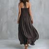 Women Summer Halter Neck Maxi Dress Casual Sleeveless A-line Long Dress Casual Beach Vacation Flowy Sundress