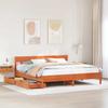 Vidaxl Bed Without Mattress, Waxed Brown, 200X200 Cm, Pine Wood