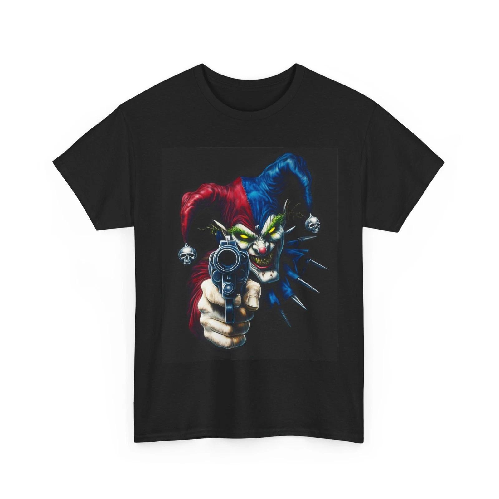

JOKER CLOWN GUN ART Tshirt TEE GIFT MEN WOMEN CIRCUS VILLAIN GRUNGE STREET SHIRT S