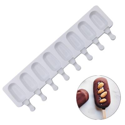 8 Cavity Silicone Ice Cream Mold Popsicle Molds DIY Homemade Dessert Freezer Fruit Juice Ice Pop Maker Mould with Sticks