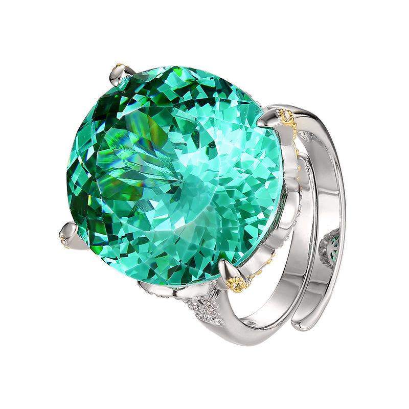 Jewelry Copper Bottom Gold-Plated Simulation Bird'S Nest Cut Colorful Treasure Color Retro Ring 18 * 20