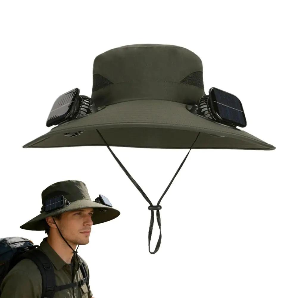 Solar Fan Hat For Men Women, Wide Brim Hat With Dual Solar Fans, 2-in-1 Hands-free Cooling Cap For Hiking & O4z5