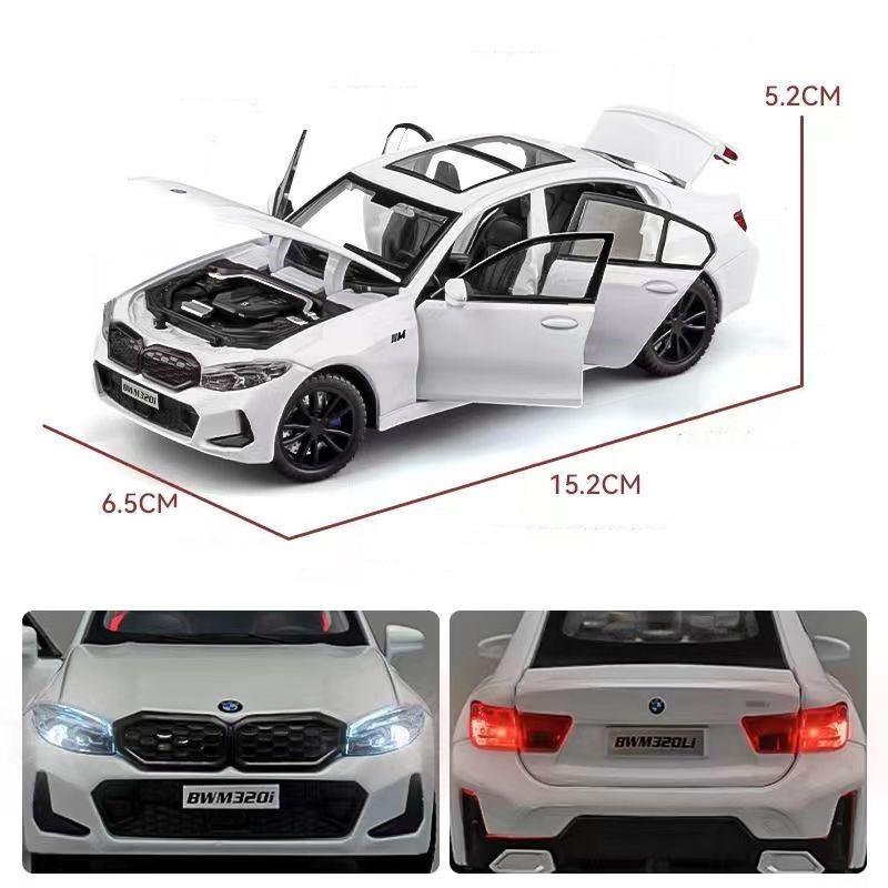1/32 Scale BMW 320i THE 3 2023 Alloy Car Model Diecast Metal Toy Vehicles Model Simulation Sound and Light Collection Boy Kid Toy Gift
