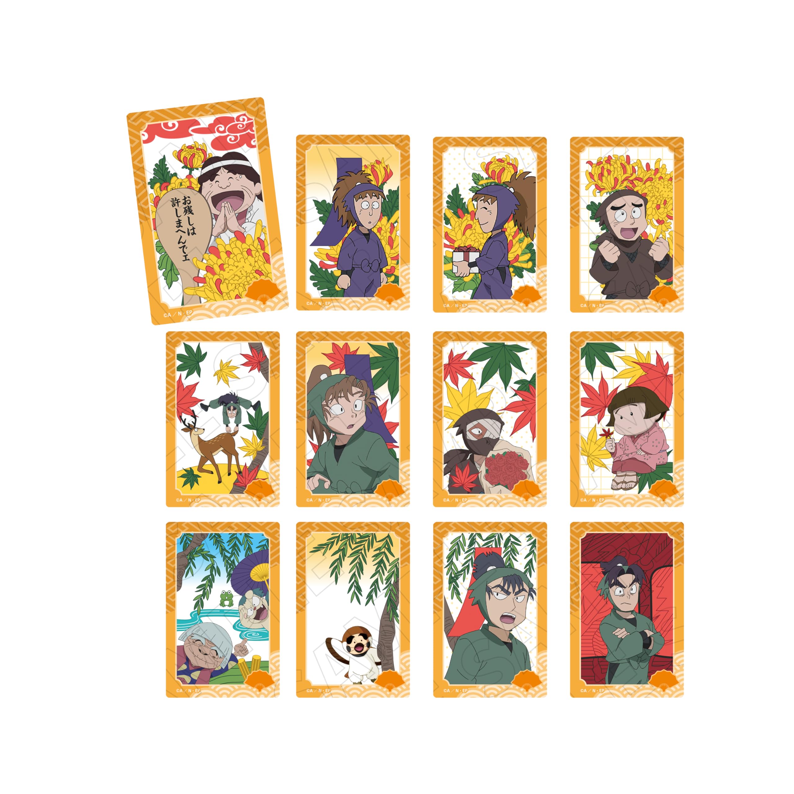 Nintama Rantaro Trading Hanafuda Pattern Clear Cards, Autumn, Box of 12