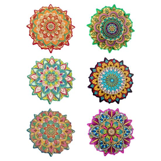 Retro Etnisk Blomst Kjøleskapsmagnet DIY Hjemmekontor Kjøkken Skap Kjøleskap 3D Vintage Fargerik Blomst Magnetisk Dekorasjon Ornament