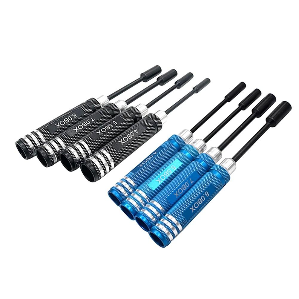 Hex Nut Driver Socket Screwdriver Set 4Pcs 4mm 5 5mm 7mm 8mm for RC Model Helicopter Airplane Car Boat Maintenance Tool Kit