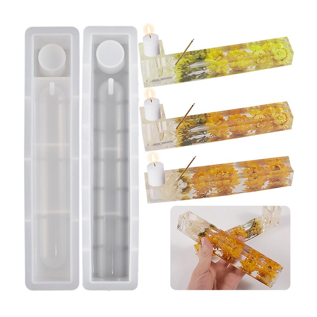 Rectangular Mirror Candle Holder Molds Candlestick Silicone Mold for DIY Resin Casting Crafts Cement Home Decorations