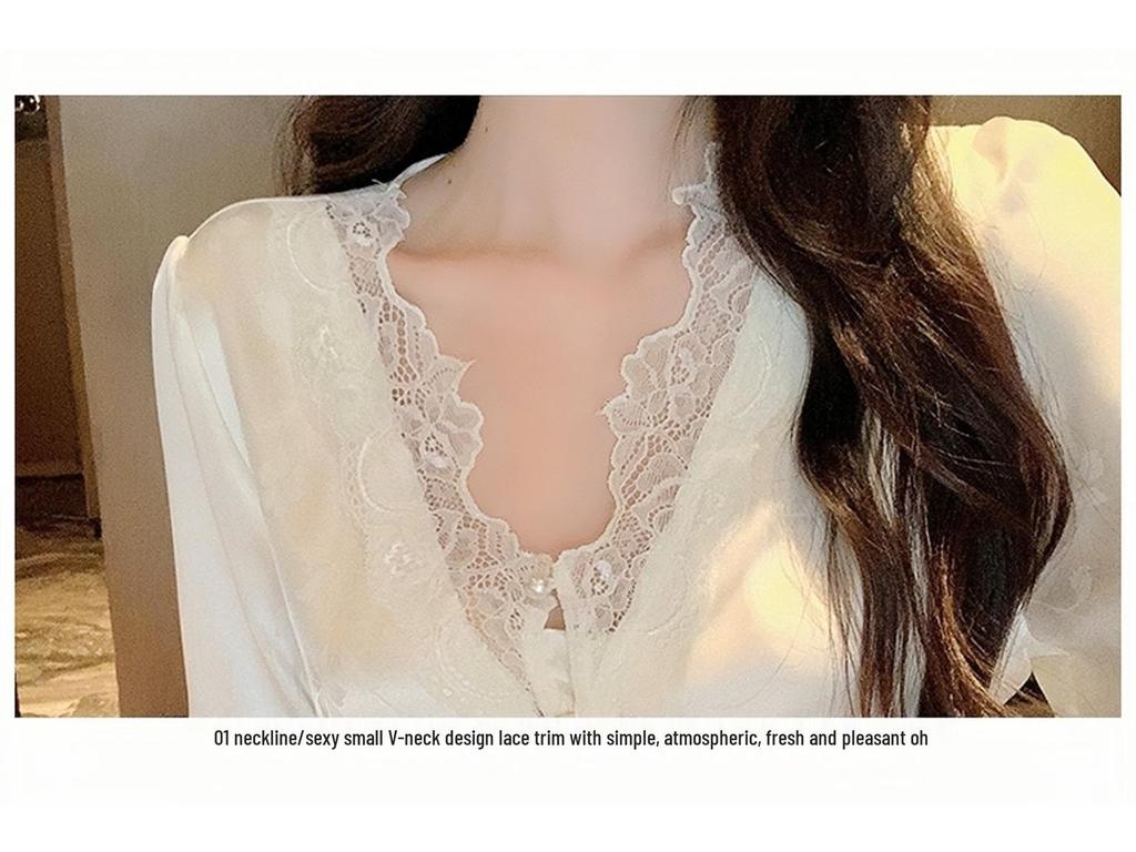 2025 Women's Ice Silk Butterfly Pajamas: Long Sleeve, Chest Pad, Spring/Autumn