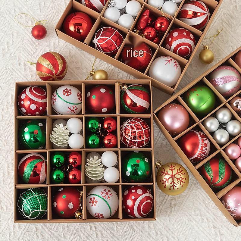 6CM Electroplated Irregular Painted Christmas Ball Ornaments Gift Box Set - Tree Hanging Decorations
