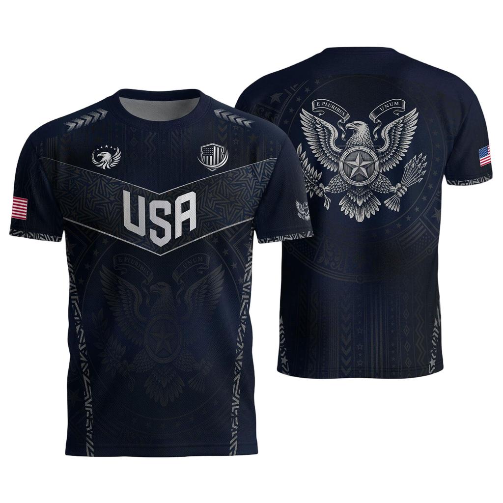 USA Men's Casual Letter Print Short Sleeve T-Shirt