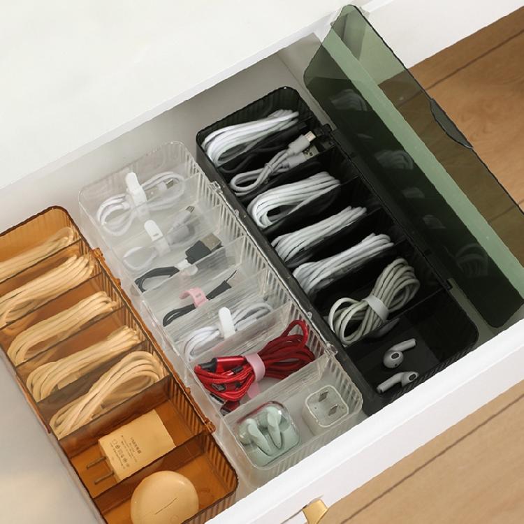 Cable Storage Box with Lid Clear Charger Cord Organizer Desk Organization Case