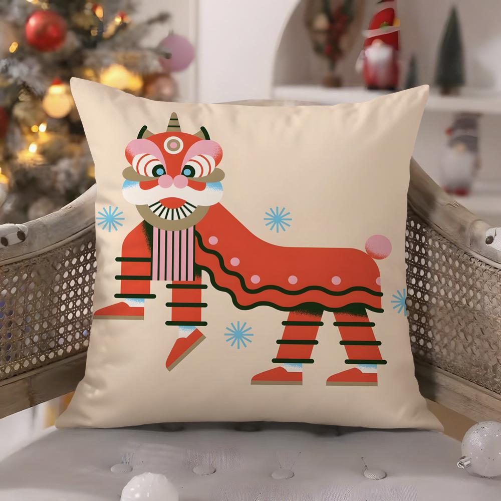 Japanese Traditional Shrine Ritual Prints Pillow Case Comfort Sofa Bed Silky Elegant Invisible Zipper Decorative Cushion Cover