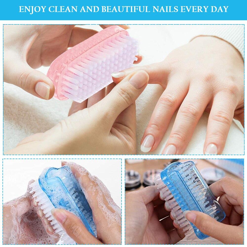 10/20/30/50Pcs Plastic Nail Dust Powder Cleaning Brush Double Sided Hand Fingernail Toes Scrubbing Brush Cleaner Pedicure Scrub