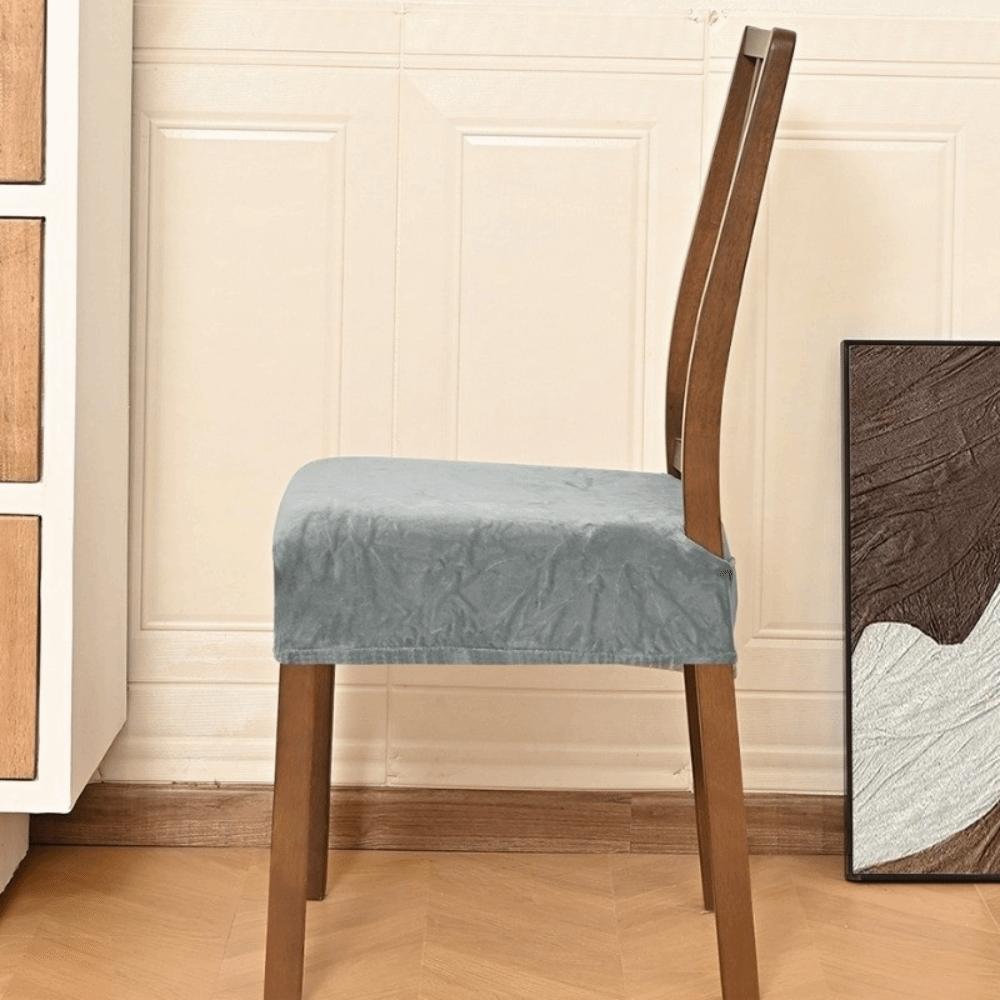 Elastic Velvet Dining Chair Covers Removable Fixed Strap Chair Slipcover Dust-Proof Non-Slip Design Seat Cushion Covers