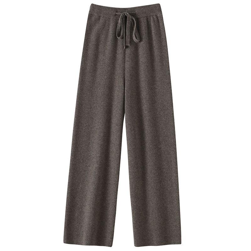 

Women s Thick Wool Wide-Leg Drape Knit Pants - Cashmere, Floor-Length, Petite Small