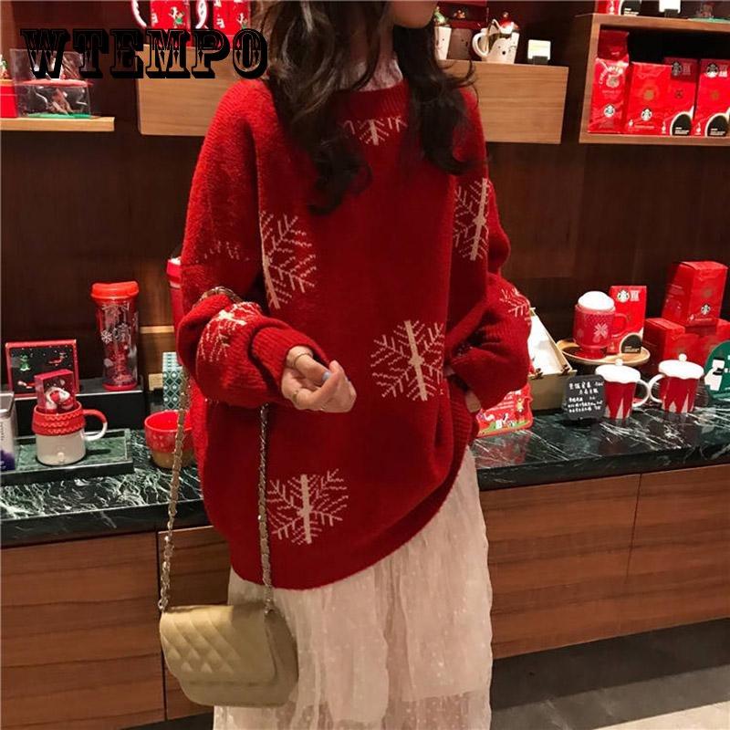 

Теплый свитер, женский дикий свитер с круглым вырезом и длинными рукавами, рождественская куртка, осень и зима