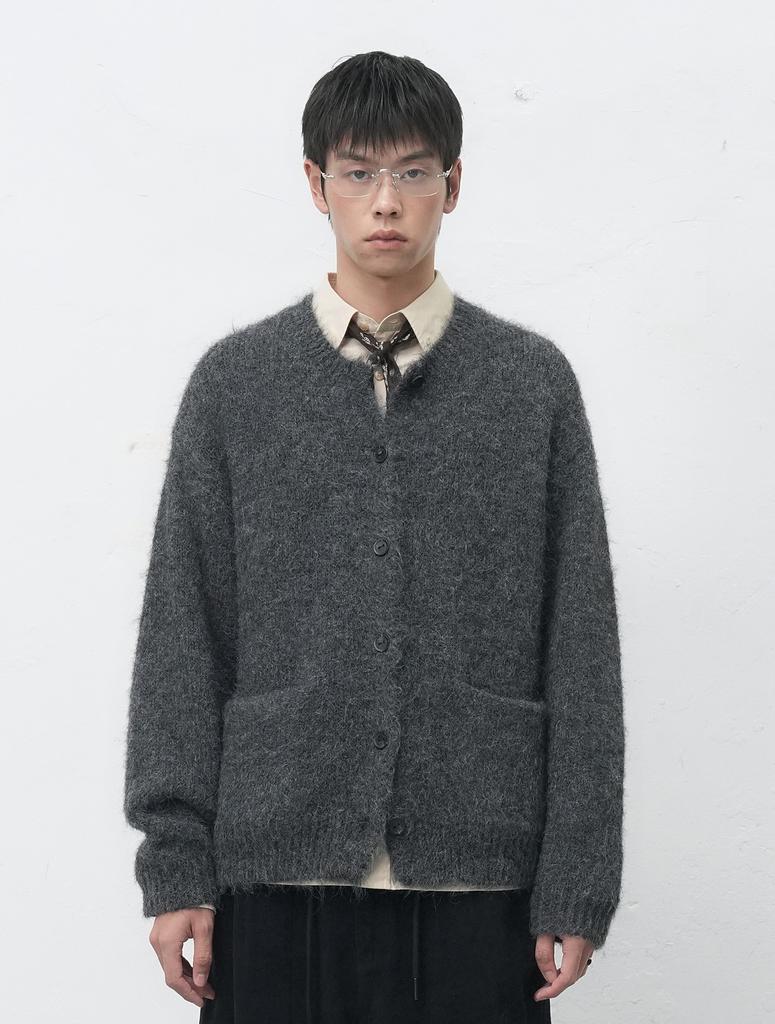 Generalidea Man Wool Blend Hairy Loose Fit Cardigan [Charcoal] / Sbe4M04012