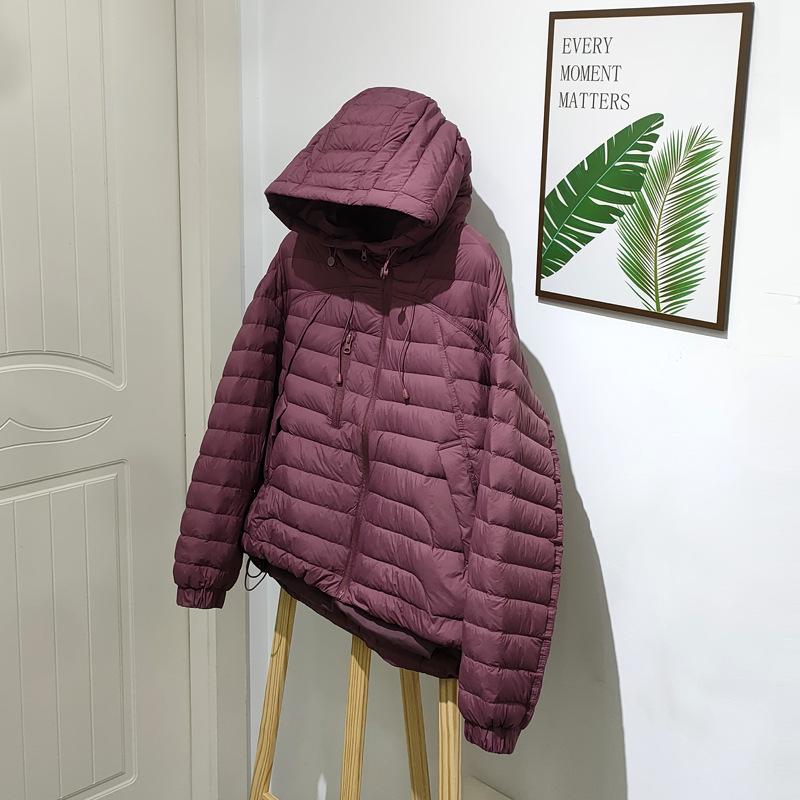 Korean Style Women's 90% Duck Down Jacket - High Quality, Casual, Thin, Loose Fit, Hooded Coat for Autumn/Winter