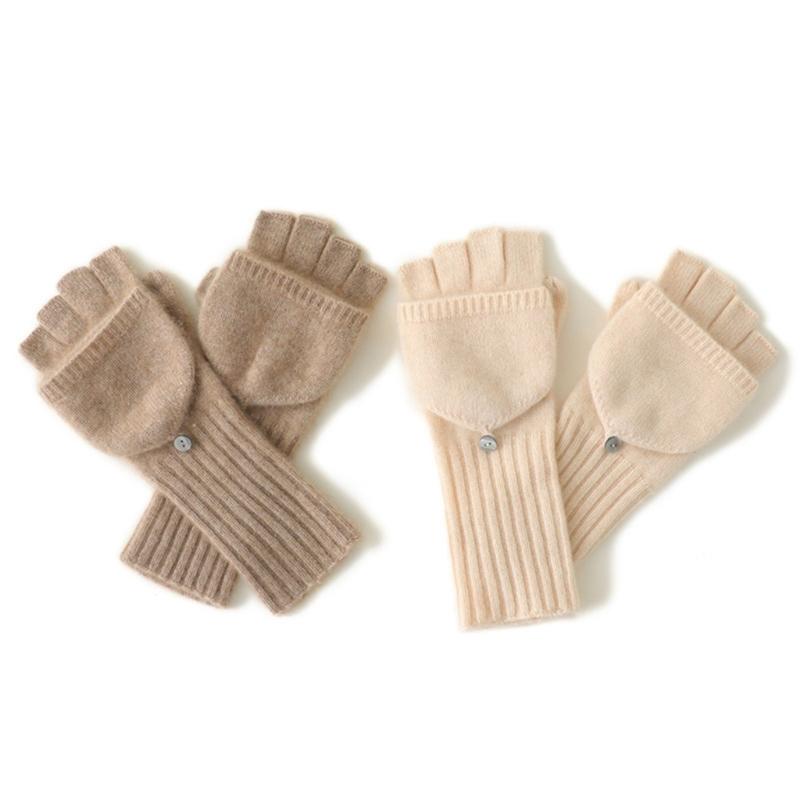 Half Finger Gloves For Men Women Cashmere Wool Blend Flip Cover Handwear For Smartphone Compatibility Winter Essential