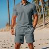 Men's Casual Set  Loose And Breathable Short-sleeved Shirt And Vacation Shorts Solid Color Quick-drying Men's Two-piece Set