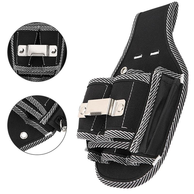 A96I-Canvas Tool Bag Replacement Carpentry Waist Bag Small Black Oxford Cloth Electrician Bag Hardware Tool Waist Bag Belt