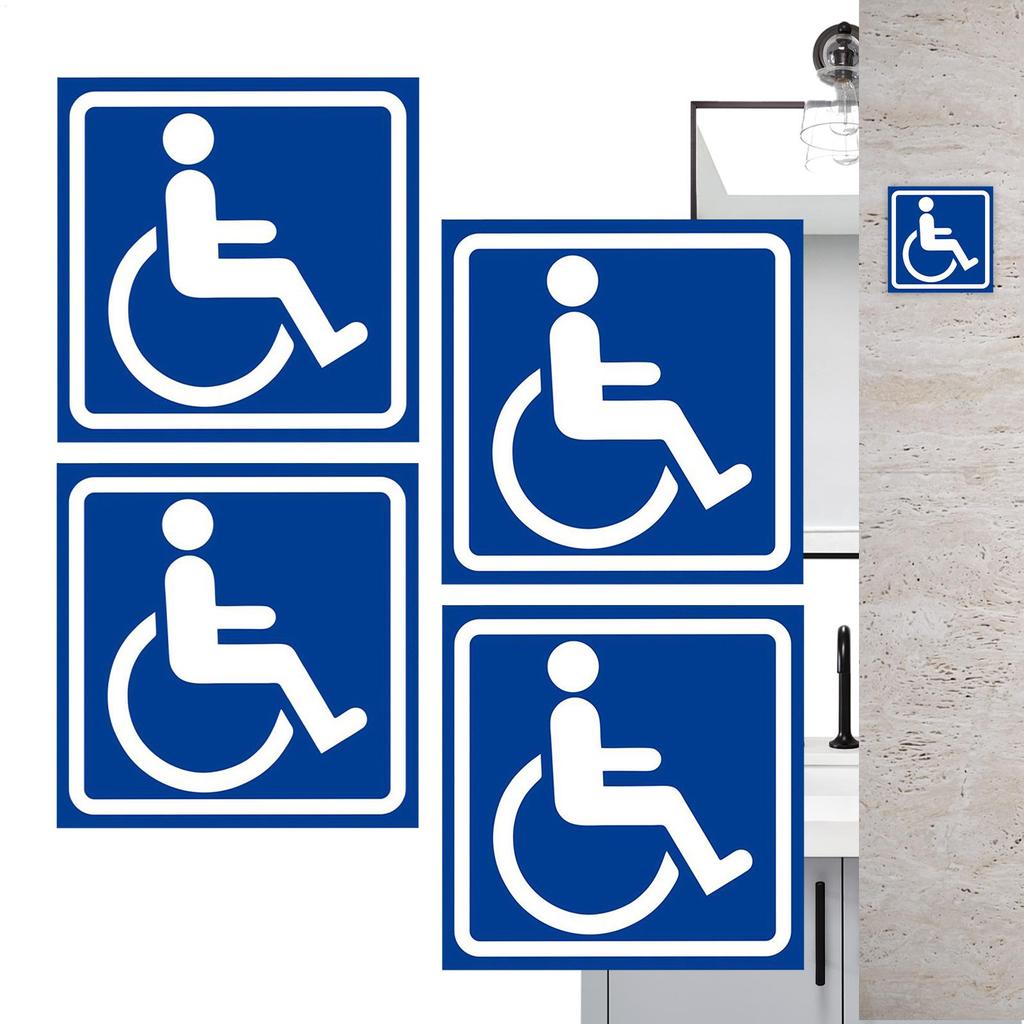 4pcs Disabled ADA Sign Disability Mobility Parking Car Sticker PVC Decal For Bus Auto Home Hospital Public Areas Parking