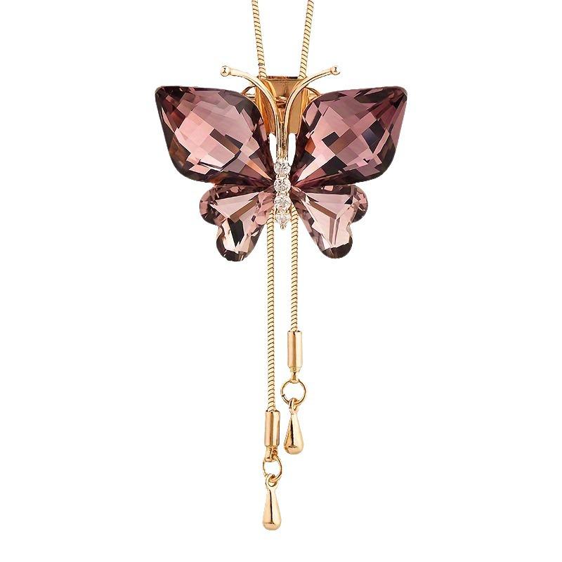Elegant Versatile Crystal Butterfly Necklace & Brooch Combo for Women