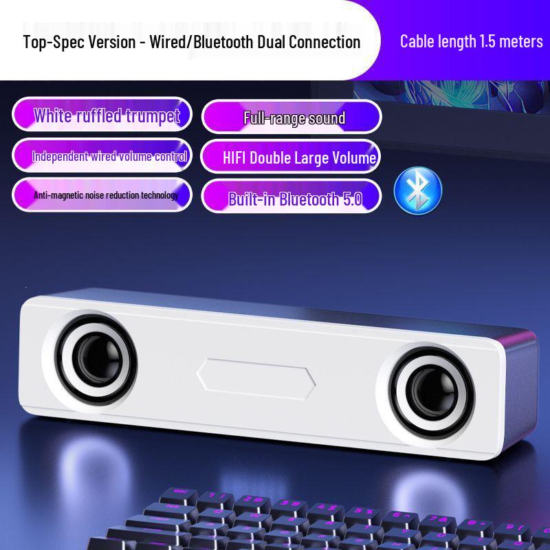 Bluetooth Desktop Speakers with Wired Subwoofer Soundbar for Home and Gaming Use