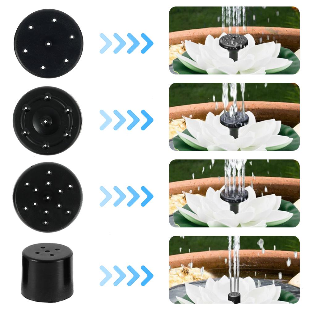 Solar Fountain Pump Lotus Floating Water Feature Bird Bath Pond Solar Pump with 4 Nozzles for Garden Outdoor Decoration 1.4W/7V