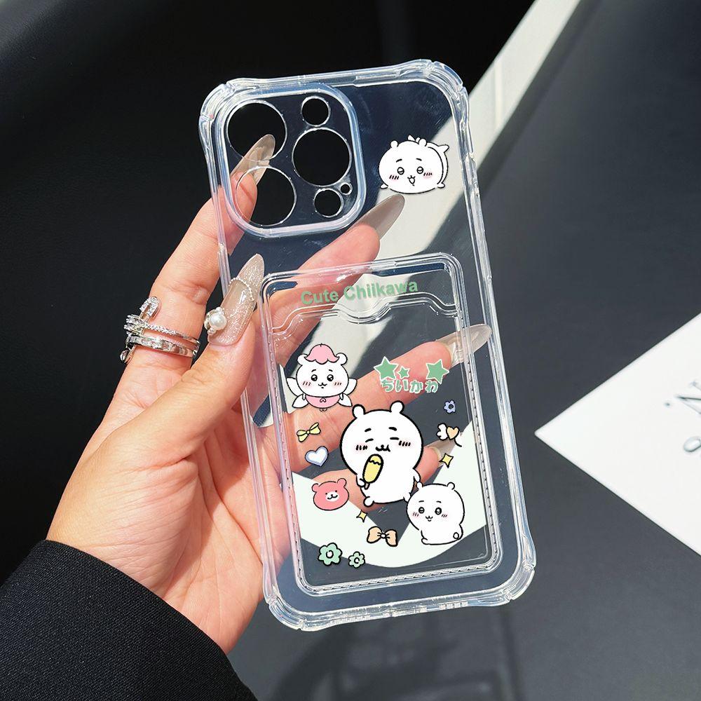 Chiikawas Hachiwares Phone Case for iPhone 16 15 14 Plus 13 12 Mini 11 Pro Max X Xs XR 7 8 Card Pocket Soft Clear Cover