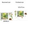 Forest Path Fake Window Wall Sticker Rustic Country Home Decor Vintage Wall Art Living Room Bedroom Wall Decoration Background Peel and Stick