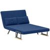 Sofa Bed 3 In 1 In Velvet-Effect Fabric with Adjustable Backrest and 2 Cushions, 102x73x81 Cm, Blue