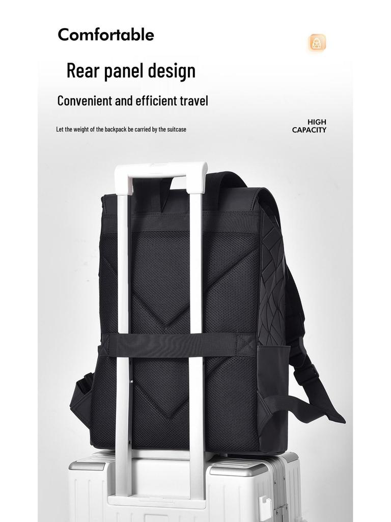 Trendy Men's Geometric Pattern Bookbag: Stylish, Versatile, Large Capacity, Lightweight Double Shoulder Backpack