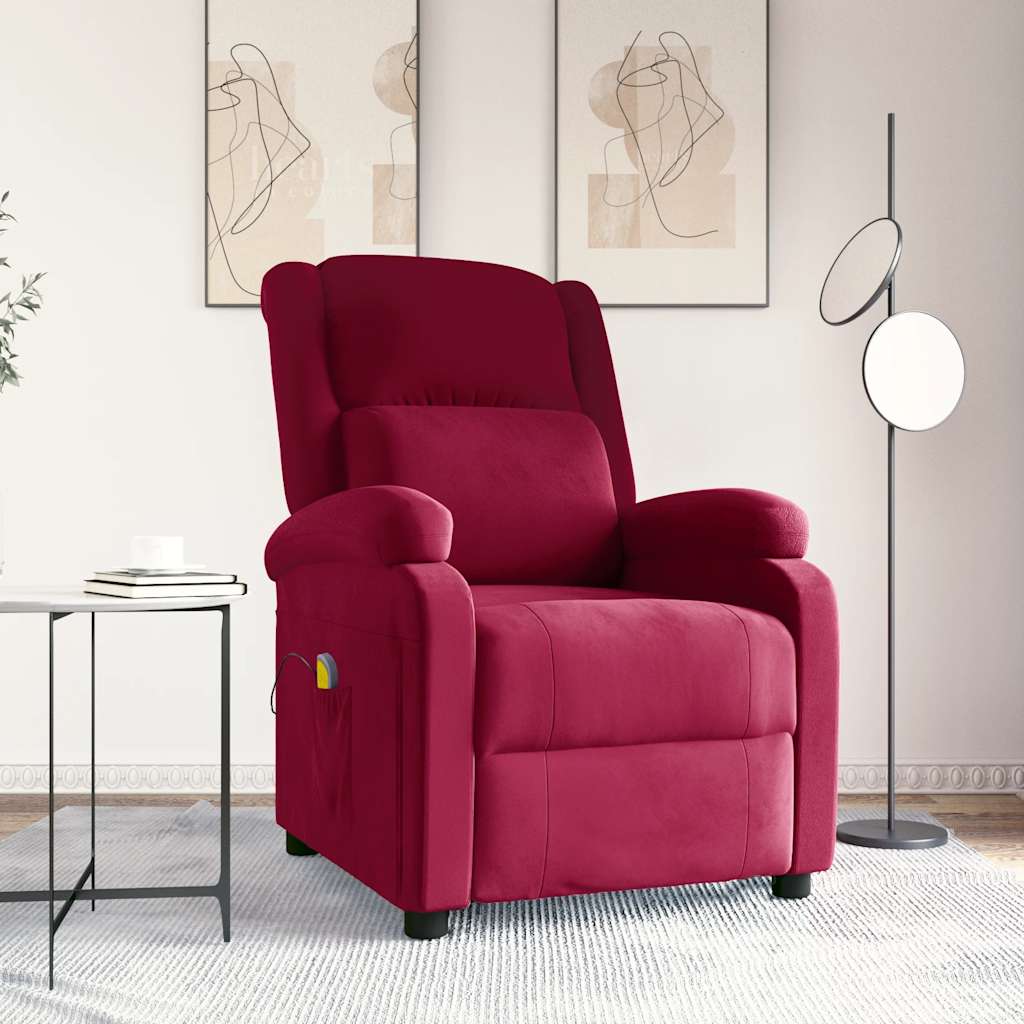 Massage Chair Burgundy Velvet