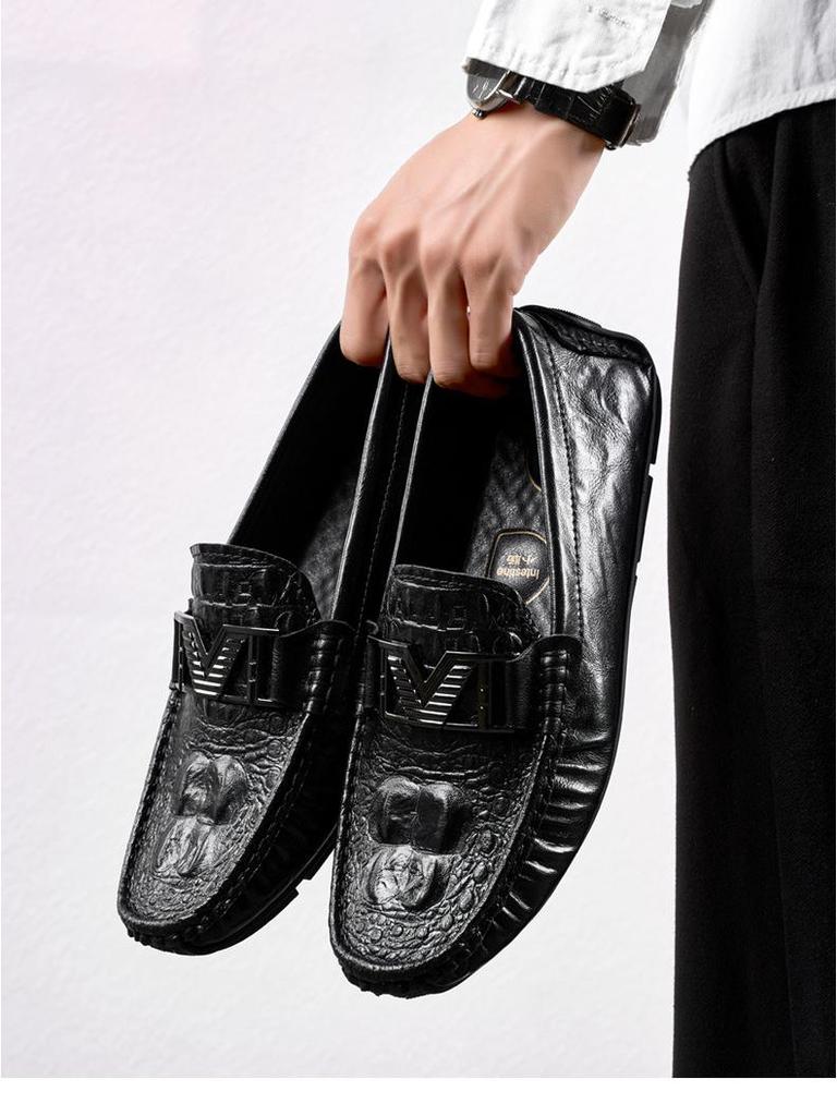 Herren 2025 Echtleder Britische Business Slipper - Atmungsaktiv, Weiche Sohle Freizeit Bohnenschuhe