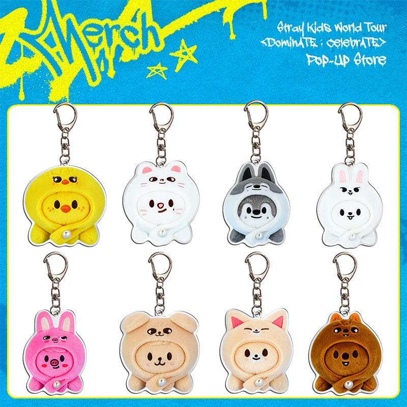 Stray Kids World Tour dominATE Celebrate SKZOO Acrylic Keychain Plush Pendant Bag Charm Kpop Merch Gift for STAY
