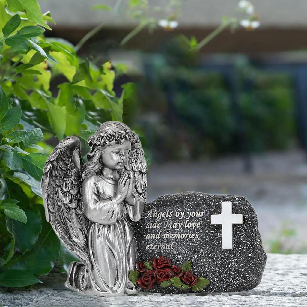 Angel Statue for Garden with Light, Figurine Tomb, Outdoor Use