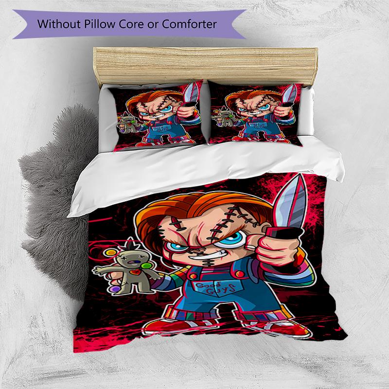 3pcs Chucky2 Design Cover Set - HD Printed Bedding with 1 Cover and 2 Pillowcases - Perfect for Home and Dorm Decor