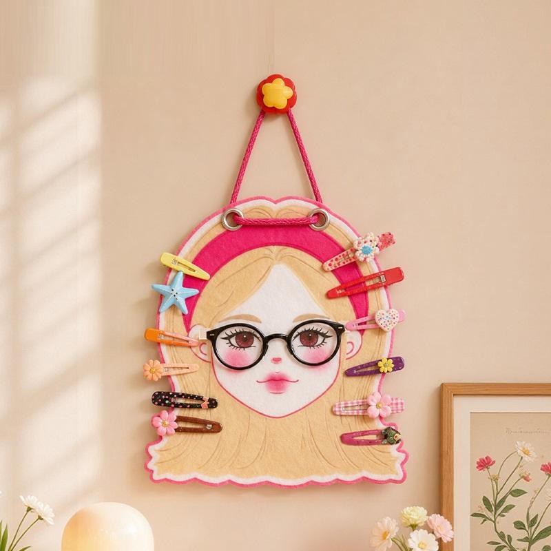 Wall Hanging Felt Glasses Hair Clip Holder Cartoon Space Saving Kawaii Sunglass Shelf For Bathroom