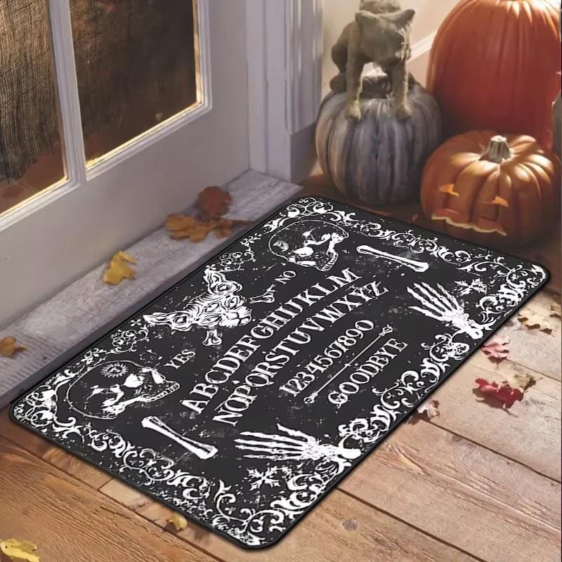 Halloween Totenkopf Fußmatte Teppich Unterlage Rechteckige Matte für Eingang Wohnzimmer Schlafzimmer Küche Leicht Waschbar Festliche Heimdekoration